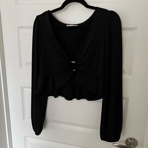 Black long sleeve crop top by Blue Blush